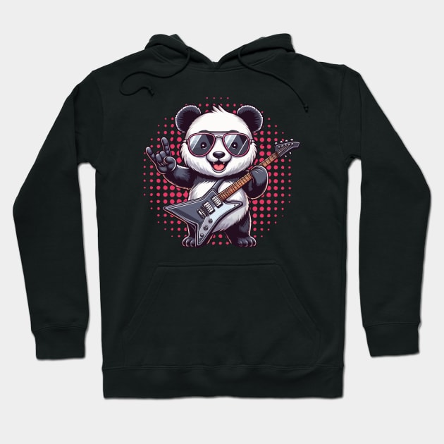 Rock On Cute funny panda loves Rock And Roll Sunglasses On Hoodie by MrPila